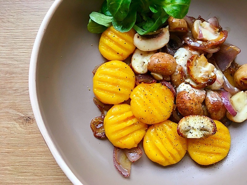 Kurbis Gnocchi Mit Champignons Rezepte Von Karin Knorr 
